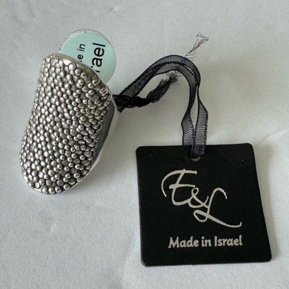 E&L Israel Sterling Silver Electroform Popcorn Statement Ring Sz. 7 - Picture 5 of 16